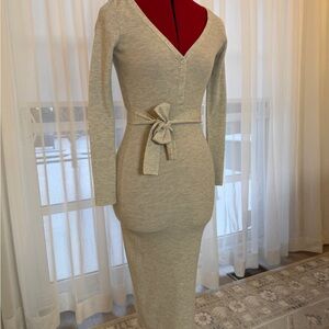 Babaton Light Gray Long Sleeve Dress